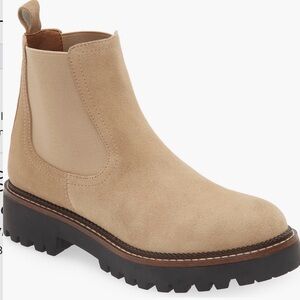 Caslon Miller Water Resistant Chelsea Lug-Sole Boot, Beige Sand, Size 7